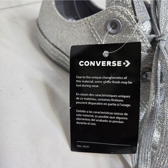 NEW Converse All Star CTAS silver glitter bling low oxford sneaker shoe 10/8 - Picture 4 of 8